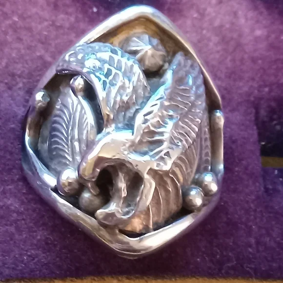 Mens NAVAJO sterling Silver Eagle Ring Size 12 - Picture 2 of 6